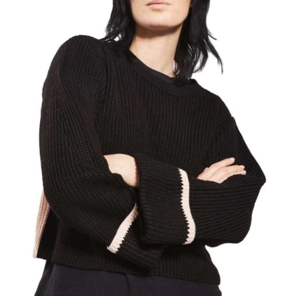 Topshop Contrast Back Chunky Black & Pink Sweater - Picture 2 of 7
